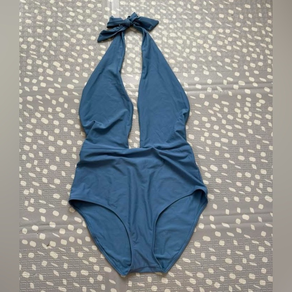 aerie Blue Halter One-Piece Swimsuit